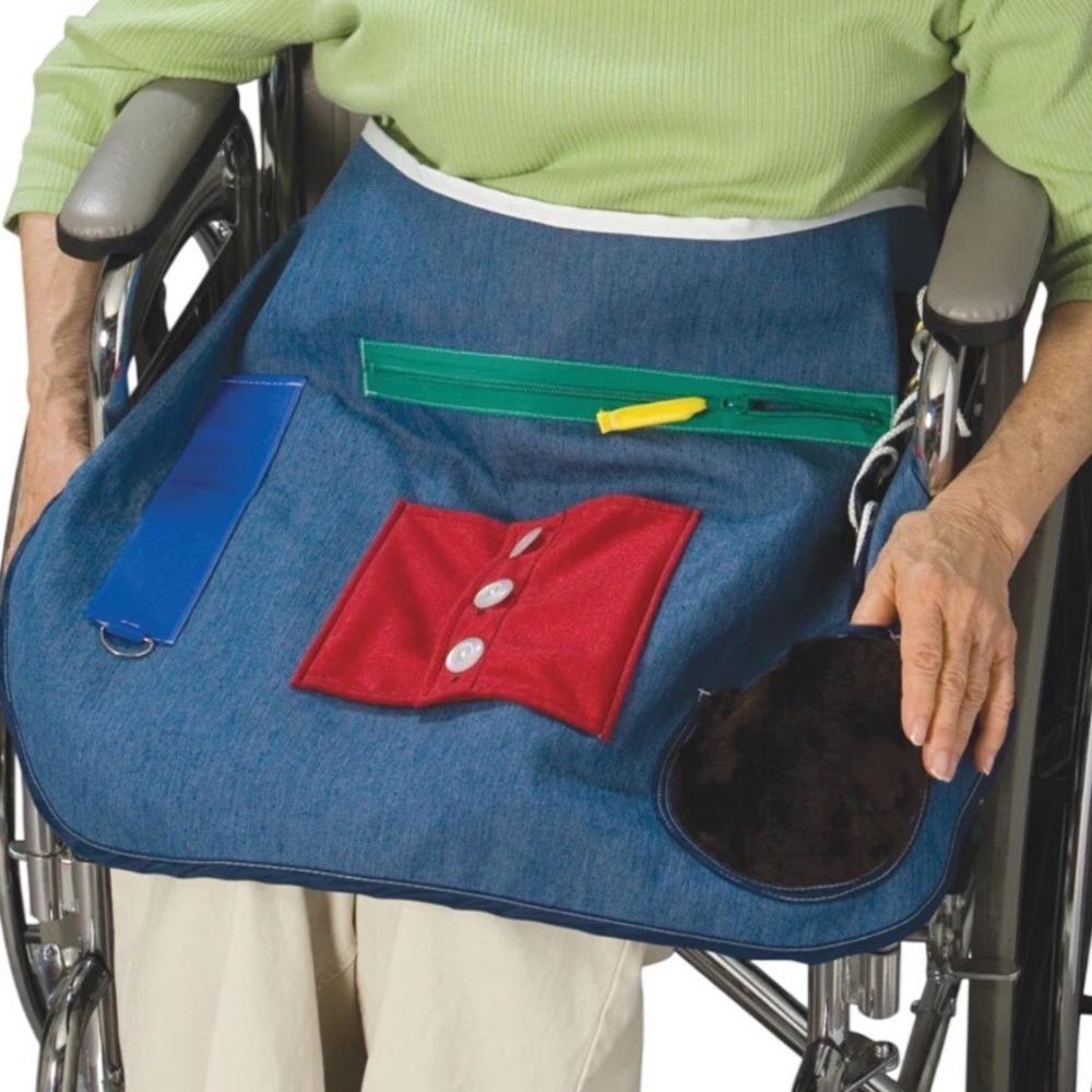 Posey Activity Sensory Stimulation Lap Tray Pocket Zipper Buttons ADL